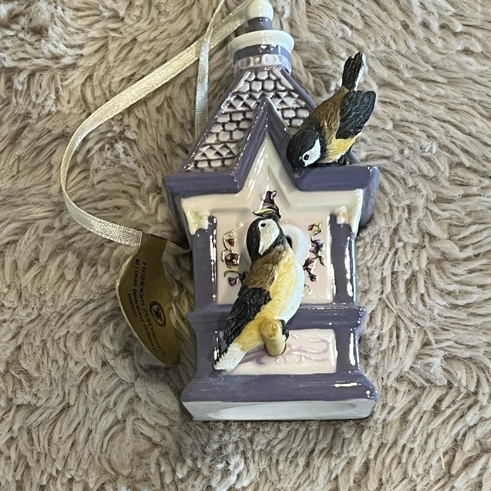 1999 Heirloom Poreclain Harmony Hearth Birdhouse Ornament Bradford Exchange